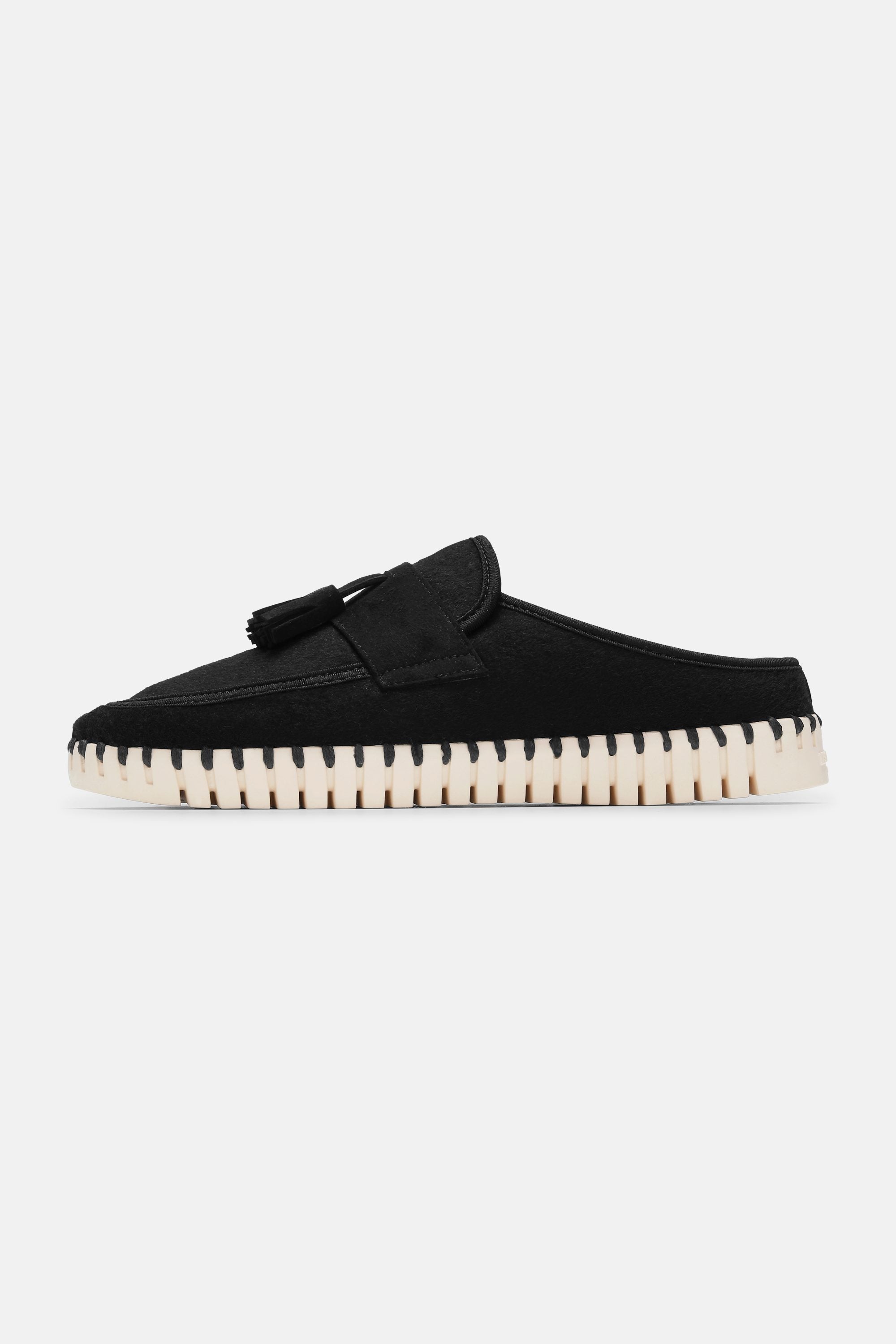 Tulip Wool Mule - Black Pearled Ivory